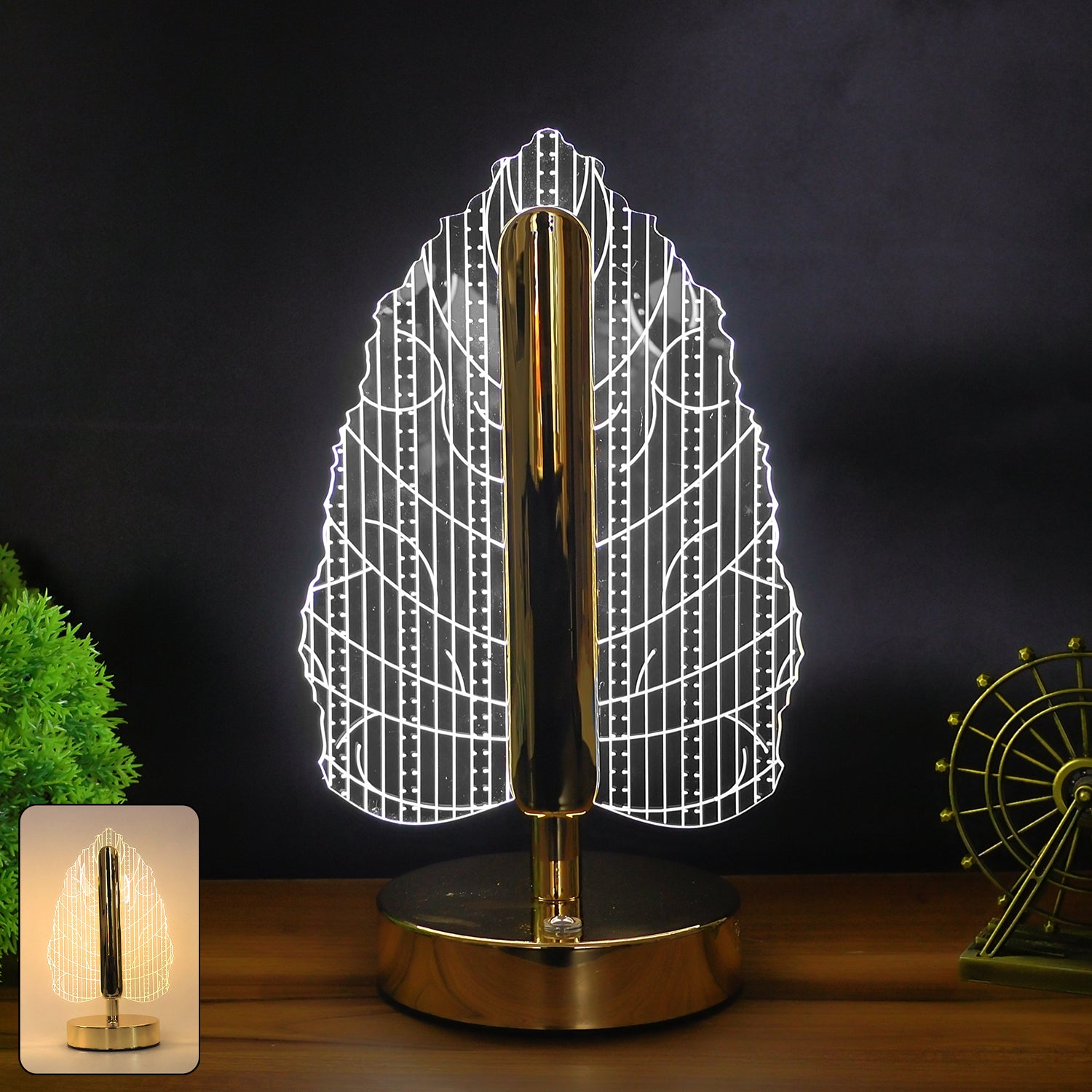 Elegant Plastic LED Table Lamp with Leaf Design Shade (1 Pc) Elegant Plastic LED Table Lamp with Leaf Design Shade (1 Pc)